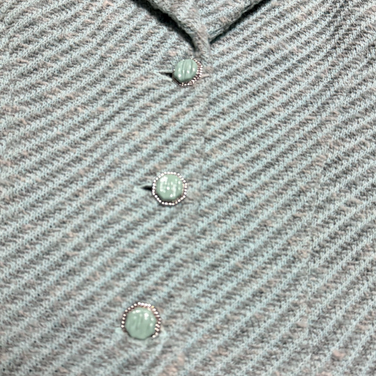 센존 컬렉션 st.john 트위드 니트 자켓 민트 옥색 단추 가디건 이미지
