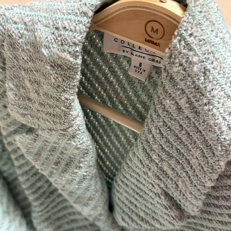 센존 컬렉션 st.john 트위드 니트 자켓 민트 옥색 단추 가디건 이미지