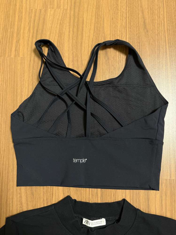 블루 가디건 + 블랙 반팔티/브라탑 세트 이미지