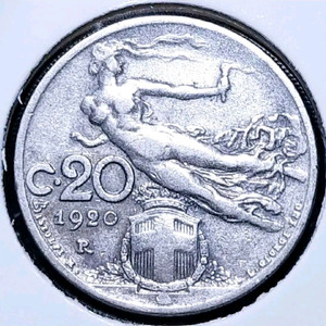이탈리아 1920년 20센테시미.외국주화 주화 화폐 동전 이미지