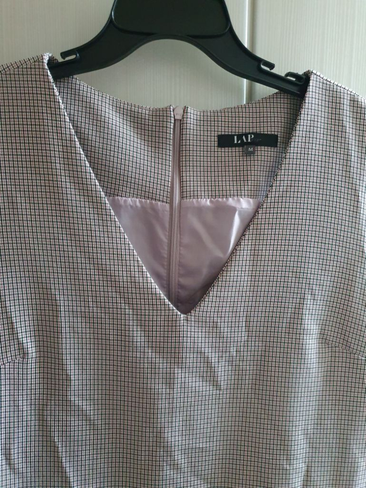 LAP 체크 레이어드 원피스 M 베이지 핑크 블랙 55 이미지