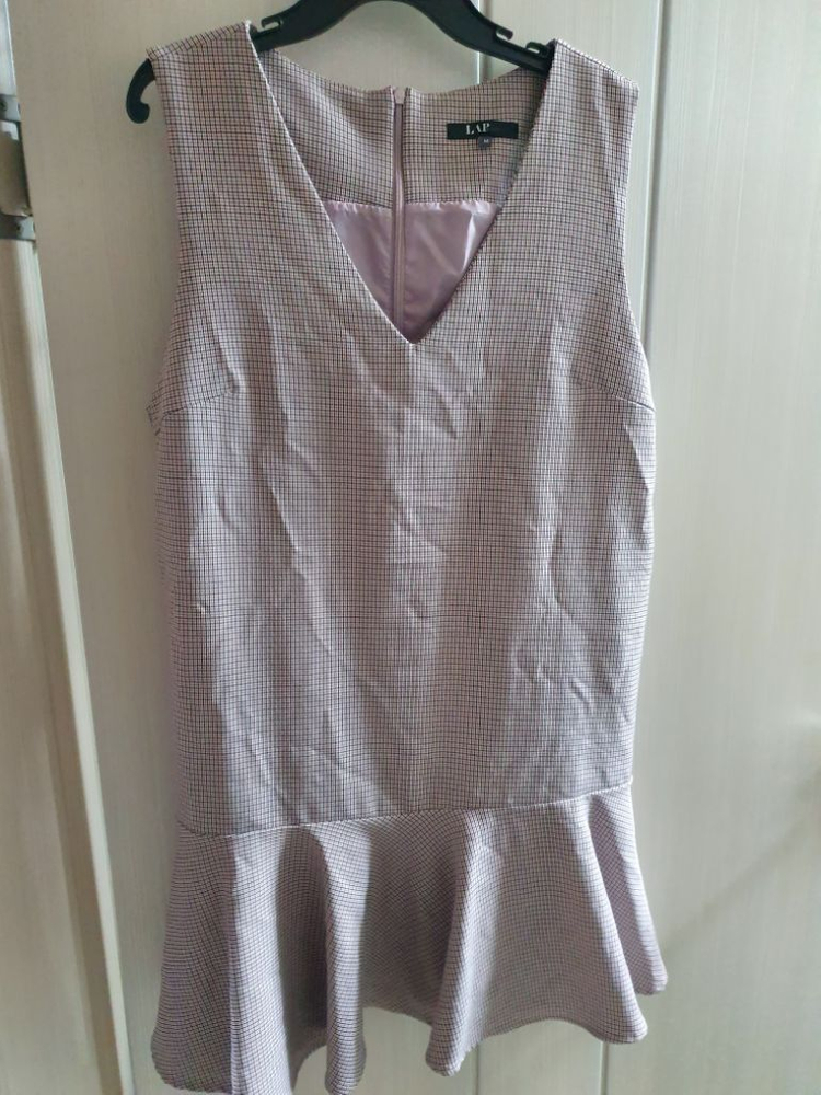 LAP 체크 레이어드 원피스 M 베이지 핑크 블랙 55 이미지
