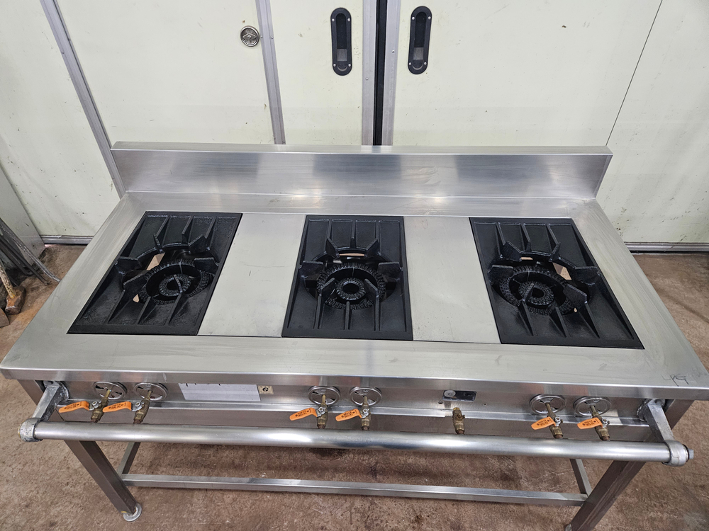 업소용 3구 가스레인지, 간택기, 화구, 버너 이미지