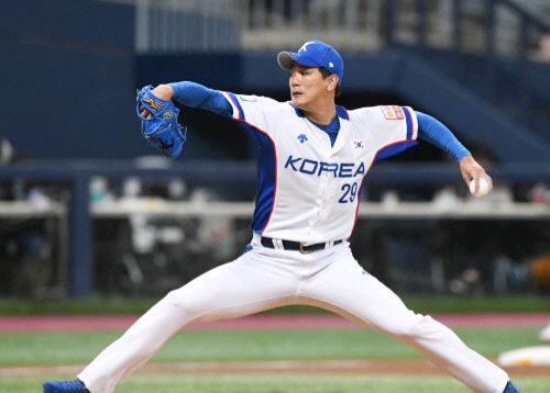 [새상품] SSG 랜더스 김광현 2019 프리미어12 아시안게임 데상트 한국 야구 국대 국가대표 팀코리아 유니폼 이미지