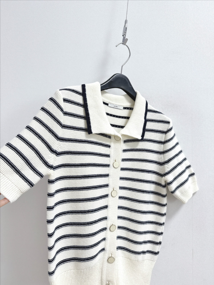 썸제이 반팔 니트 카라 가디건 이미지