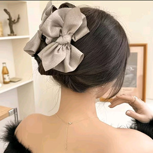 리본 헤어 집게핀 블랙+카키 2개 일괄(새상품) 이미지