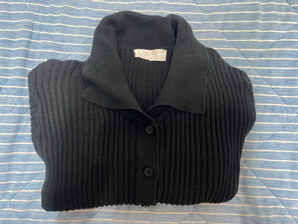 PVCS 프븏스 카라 골지 가디건 블랙 S 이미지