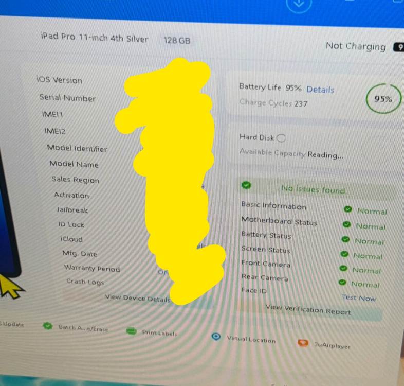 아이패드 프로 11인치 4세대 M2 배터리 95% 128GB WIFI 판매 이미지