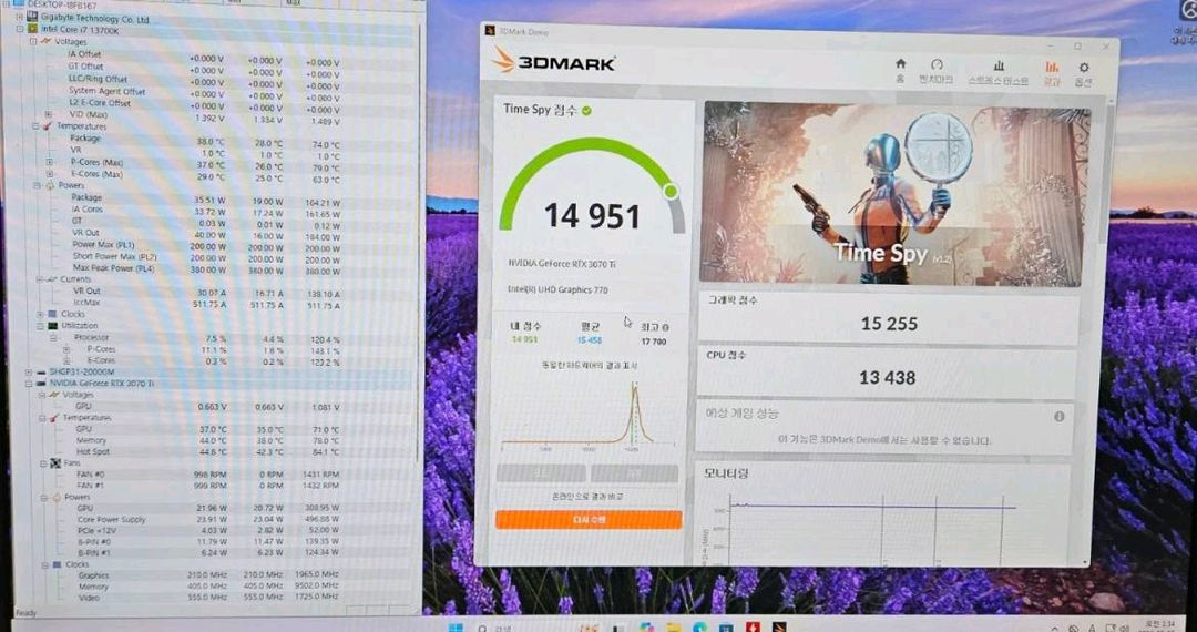 i7-13700K, RTX 3070Ti, 32G 게이밍PC 본체 컴퓨터 판매합니다 이미지
