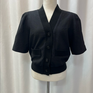 TIME 타임 텍스처 반팔 니트 가디건 블랙 새옷급 이미지