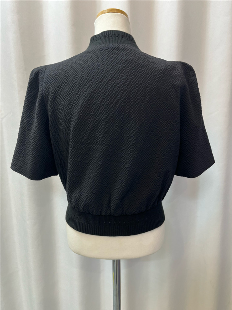 TIME 타임 텍스처 반팔 니트 가디건 블랙 새옷급 이미지