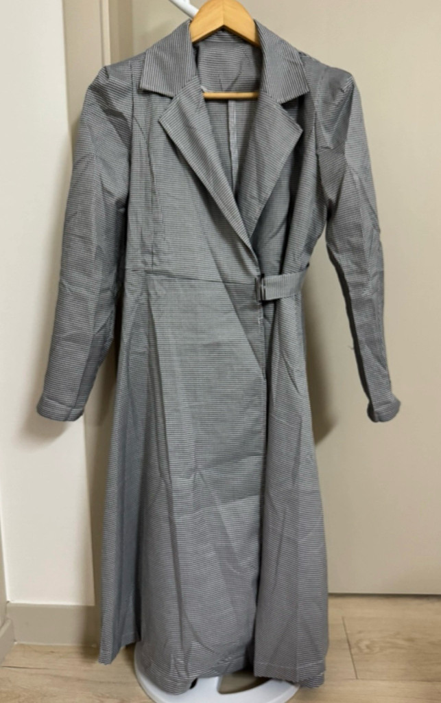 [새상품] 블랙체크 랩 원피스 이미지