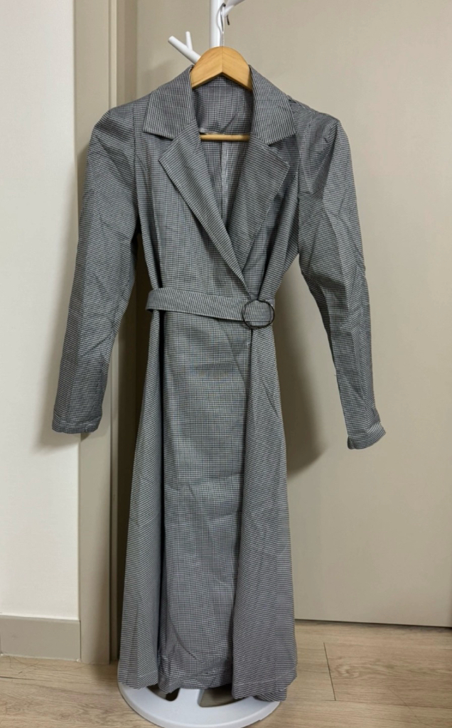 [새상품] 블랙체크 랩 원피스 이미지