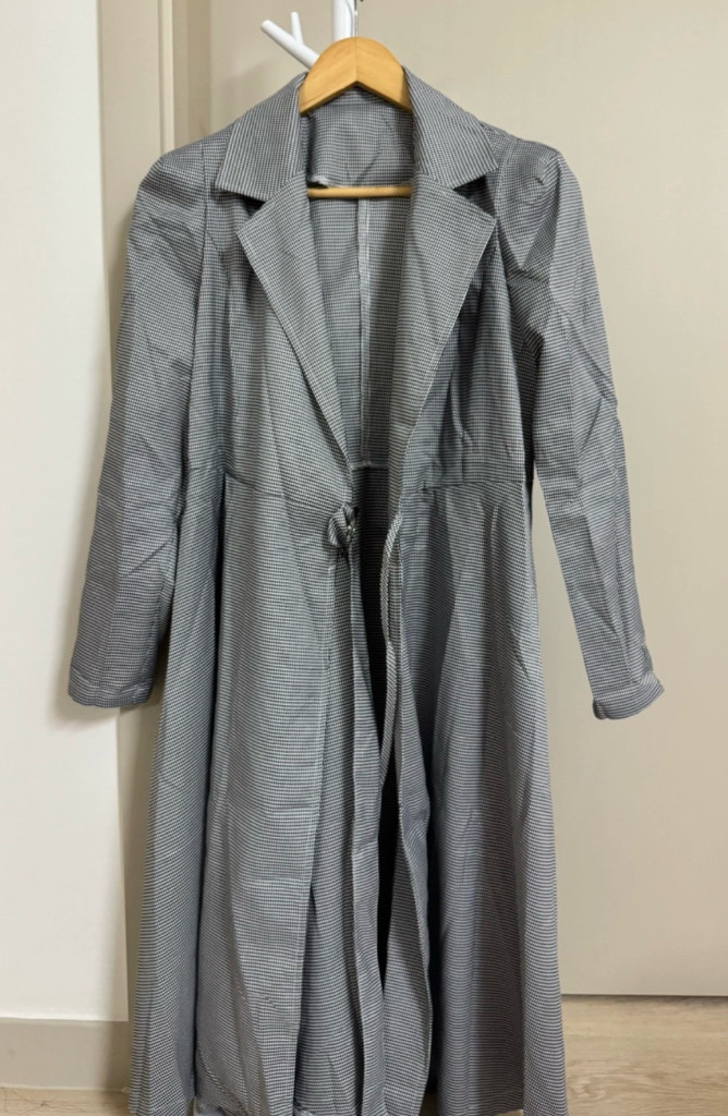 [새상품] 블랙체크 랩 원피스 이미지