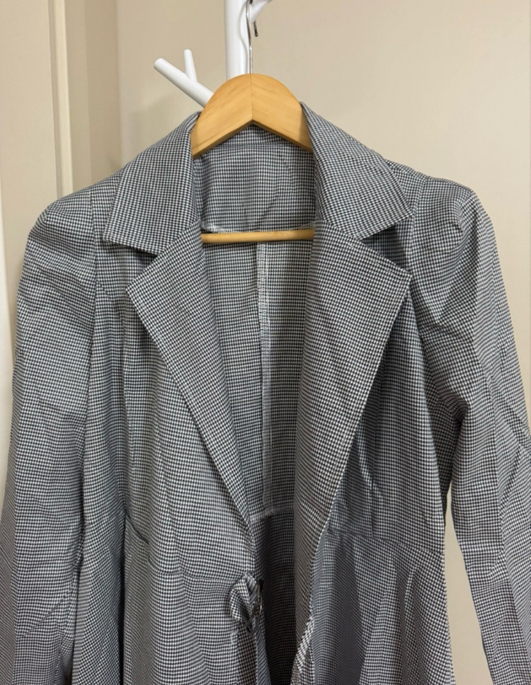 [새상품] 블랙체크 랩 원피스 이미지