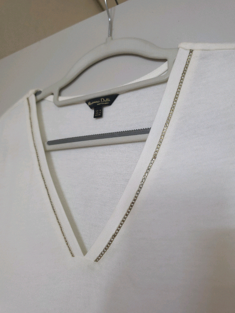 마시모두띠 V넥 반팔 티셔츠 아이보리 이미지