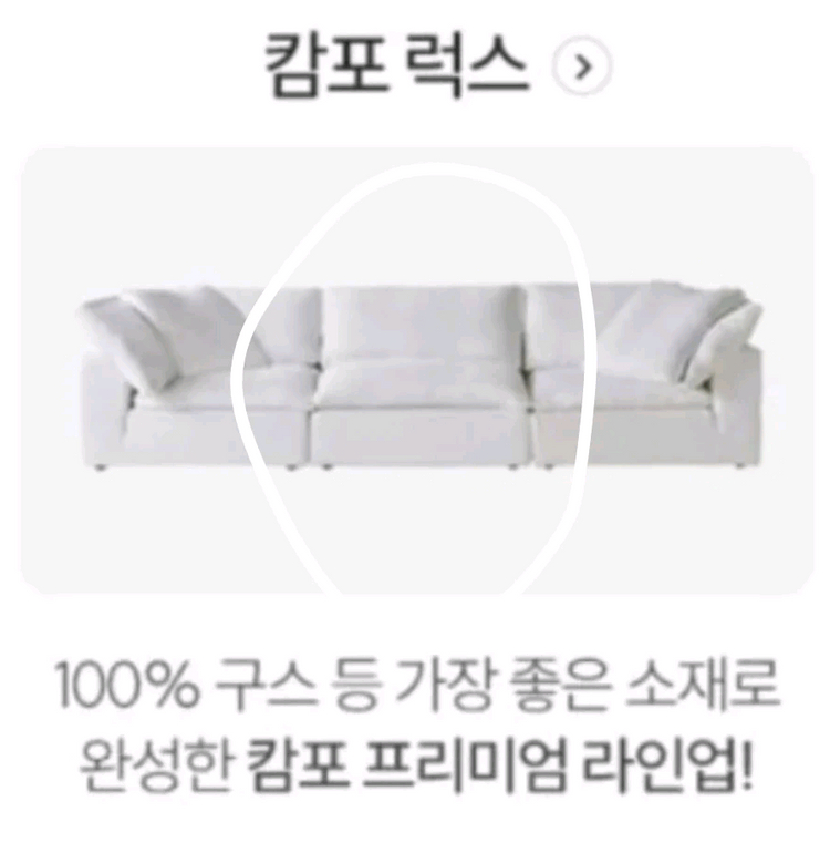 까사미아 캄포럭스(고급형)모듈쇼파 암리스 +까사르띠 쇼파커버 이미지