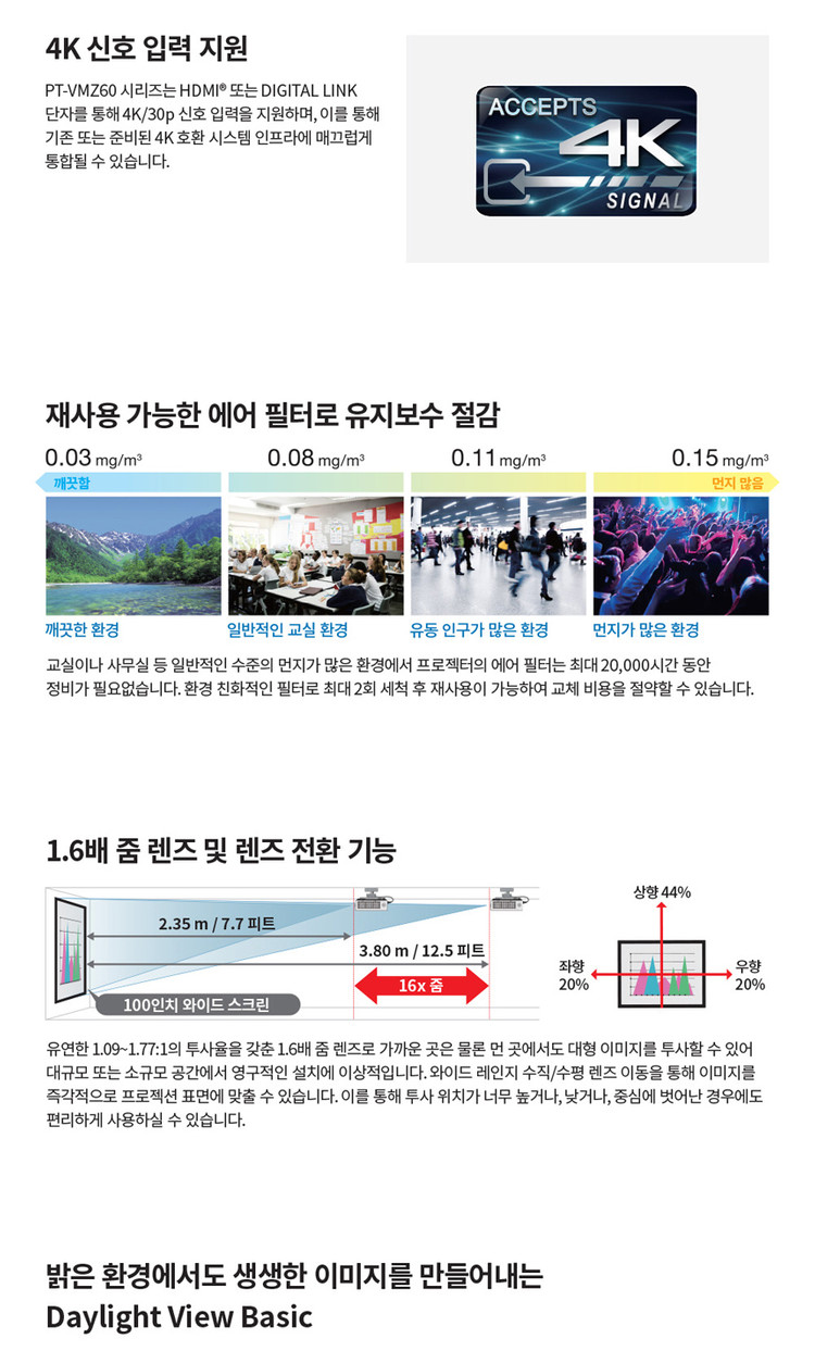 파나소닉 PT-VMZ60 6000안시 WUXGA 레이저 빔프로젝터 중고 A급 이미지