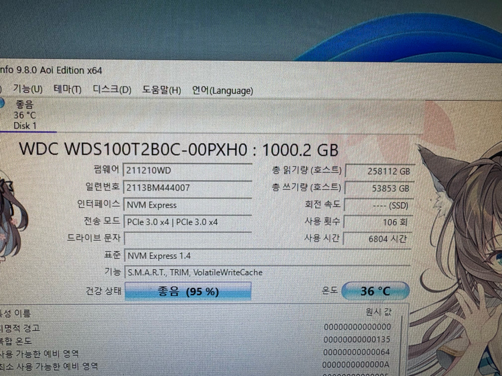 WD SN550 M.2 NVMe SSD 1TB 이미지
