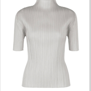 플리츠플리즈 이세이미야케 루시드 반팔 하이넥 탑 라이트그레이 색상 이미지