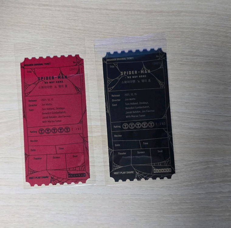 스파이더맨 오리지널 티켓 a b 세트 시빌워 브랜드 뉴 데이 노웨이홈 파프롬홈 오티 메가박스 메박 마블 톰홀랜드 이미지