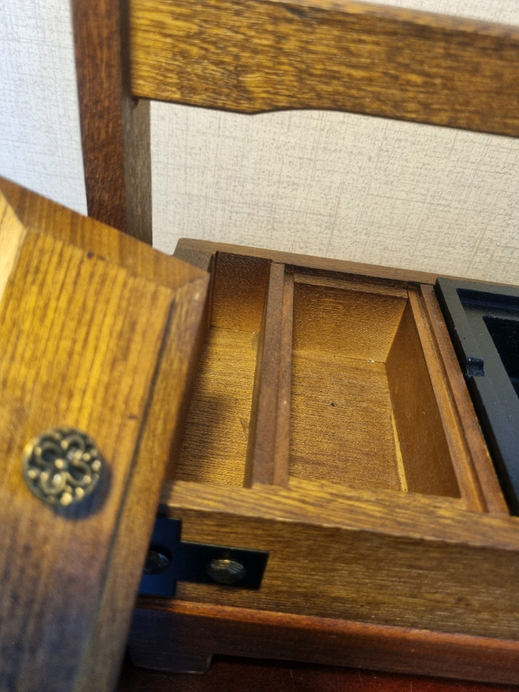 [근대사 기물]한국 나전칠기 자개 상감 연초함+일본 이동식 무쇠 연초함 이미지