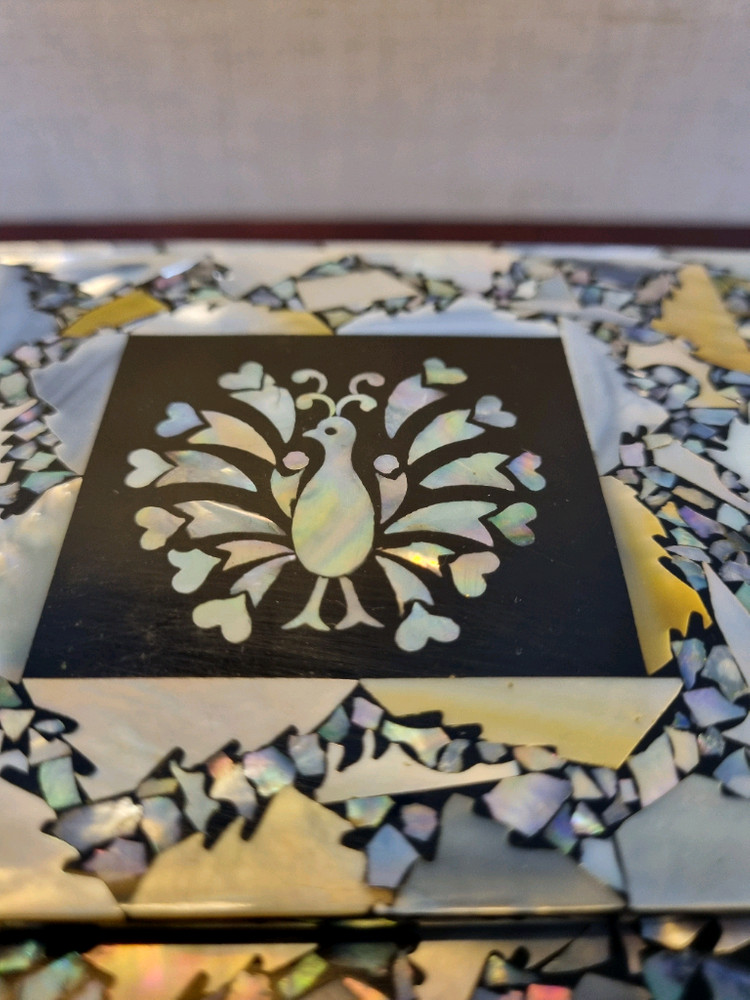 [근대사 기물]한국 나전칠기 자개 상감 연초함+일본 이동식 무쇠 연초함 이미지