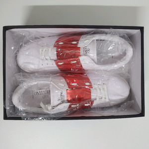 발렌티노 메탈릭 스트라이프 오픈 스니커즈 (화이트 레드) 이미지