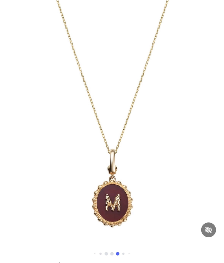 김몽키 샐리손 이니셜 타원형 자만옥 목걸이 M 14k 옐로우 골드 이미지