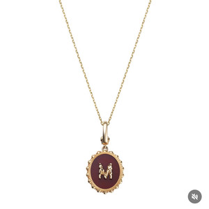 김몽키 샐리손 이니셜 타원형 자만옥 목걸이 M 14k 옐로우 골드 이미지