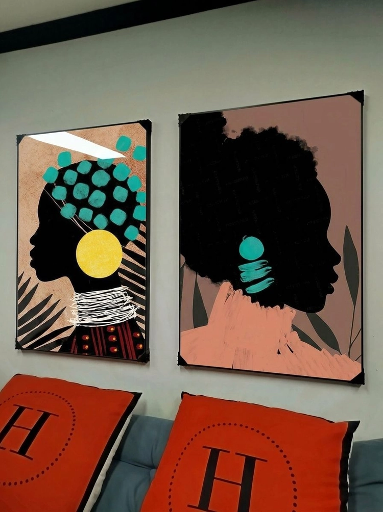 그림 액자 팝아트 인테리어소품 흑인여성그림 인물액자 모던하고 감각적인 거실 분위기 연출용 대형 벽걸이 아트포스터 2 이미지