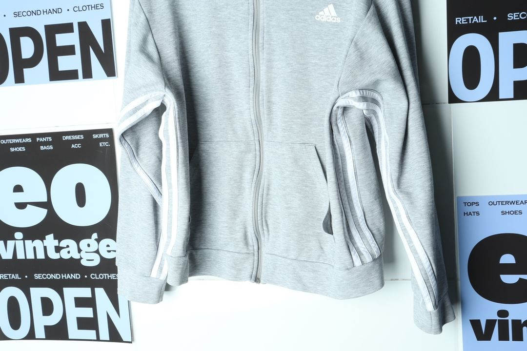 (L-XL) 아디다스 후드집업 멜란지 삼선 올드스쿨 이미지