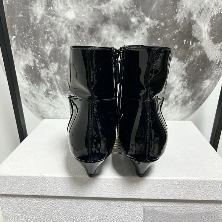 정품 35) 발렌시아가 블랙 페이턴트 슬래시 힐 부츠 225~230 이미지