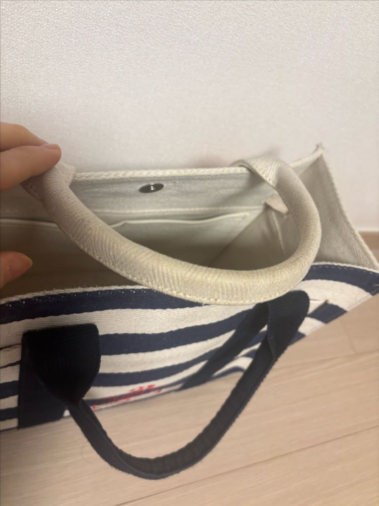 럭키슈에뜨 스트라이프 캔버스 토트백 이미지