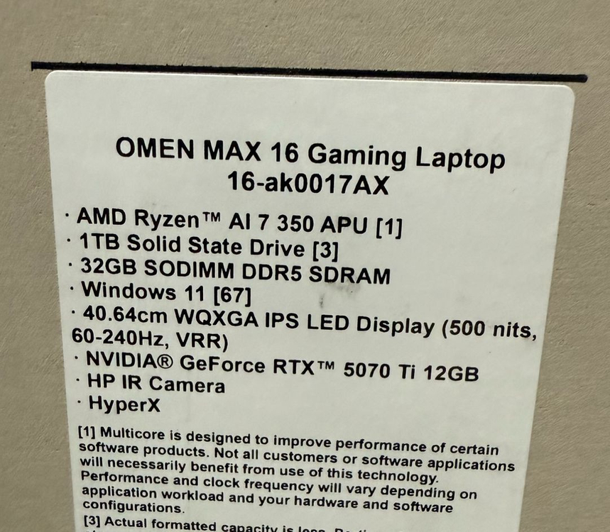 HP 오멘 맥스 16인치 5070ti 노트북 단순개봉 새제품 이미지