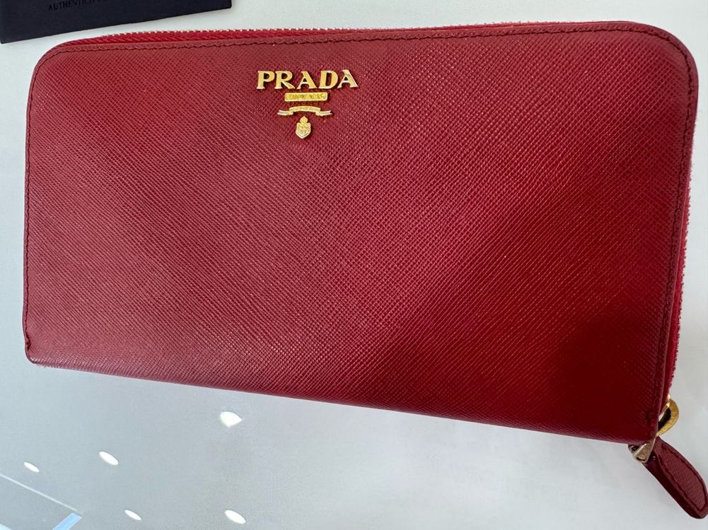 프라다 사피아노 장지갑 레드 이미지