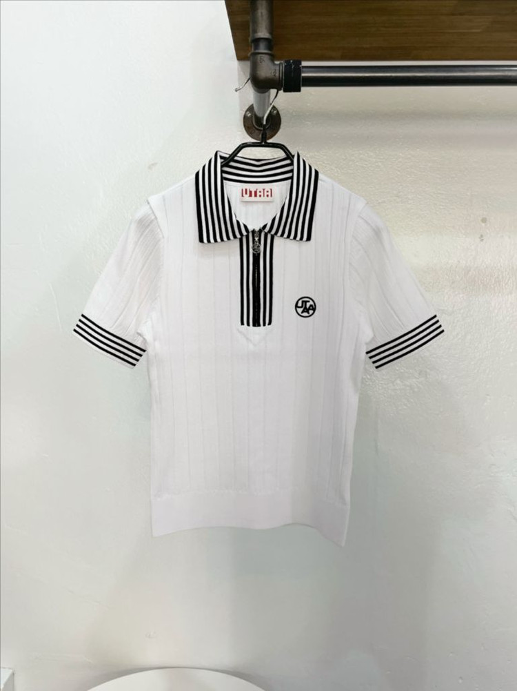 [미착용](55/s) 유타(UTAA) 화이트 반집업 카라넥 골프반팔니트 이미지