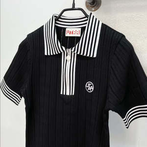 [미착용](55/s) 유타(UTAA) 블랙 반집업 카라넥 골프반팔니트 이미지