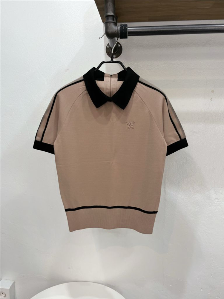 [미착용](55/s) 어뉴 베이지 집업 카라넥 카라넥 반팔 골프니트웨어 이미지