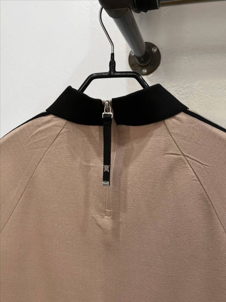 [미착용](55/s) 어뉴 베이지 집업 카라넥 카라넥 반팔 골프니트웨어 이미지