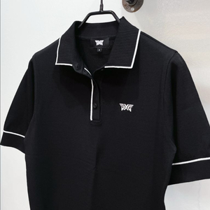 [미착용](55,66) pxg 블랙 26ss 카라넥 반팔 골프니트웨어 이미지