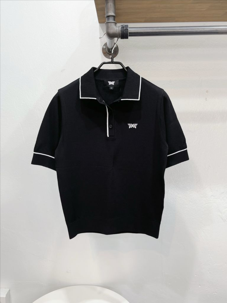 [미착용](55,66) pxg 블랙 26ss 카라넥 반팔 골프니트웨어 이미지