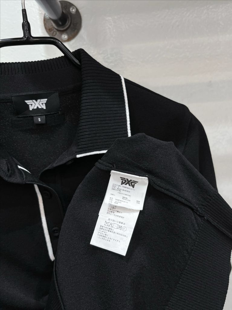 [미착용](55,66) pxg 블랙 26ss 카라넥 반팔 골프니트웨어 이미지