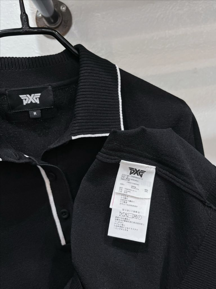 [미착용](55,66) pxg 블랙 26ss 카라넥 반팔 골프니트웨어 이미지