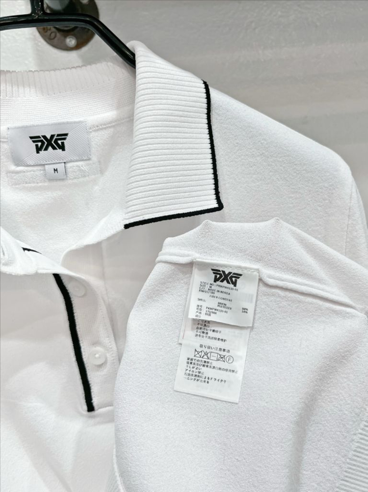 [미착용](55,66) pxg 화이트 26ss 카라넥 반팔 골프니트웨어 이미지