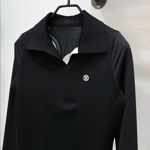 [미착용](55/s) 지포어 블랙 소매냉감 믹스 카라넥 니트 골프티셔츠 이미지