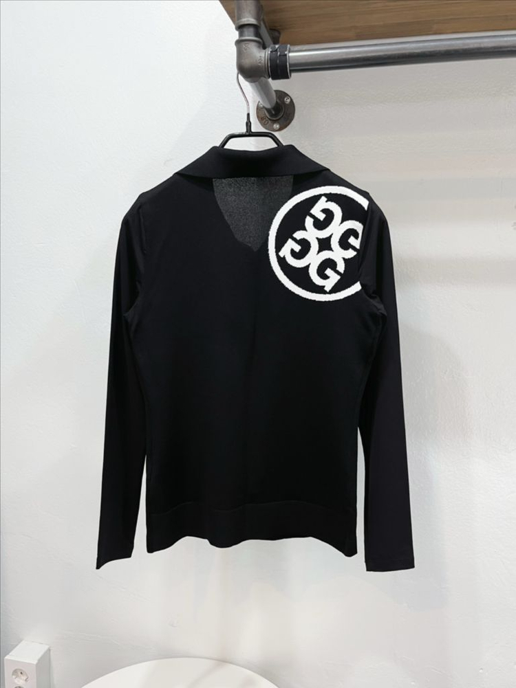 [미착용](55/s) 지포어 블랙 소매냉감 믹스 카라넥 니트 골프티셔츠 이미지