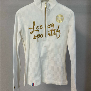 르꼬끄 골프 골드배색 반집업 긴팔 니트탑 (화이트,XS) 이미지