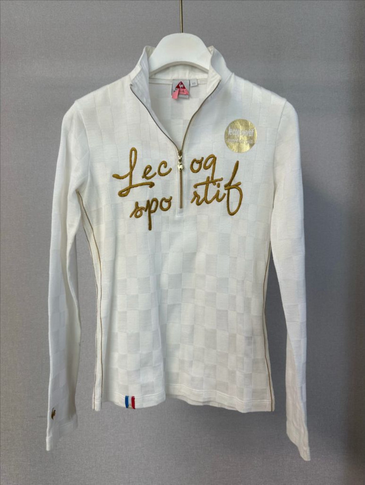 르꼬끄 골프 골드배색 반집업 긴팔 니트탑 (화이트,XS) 이미지