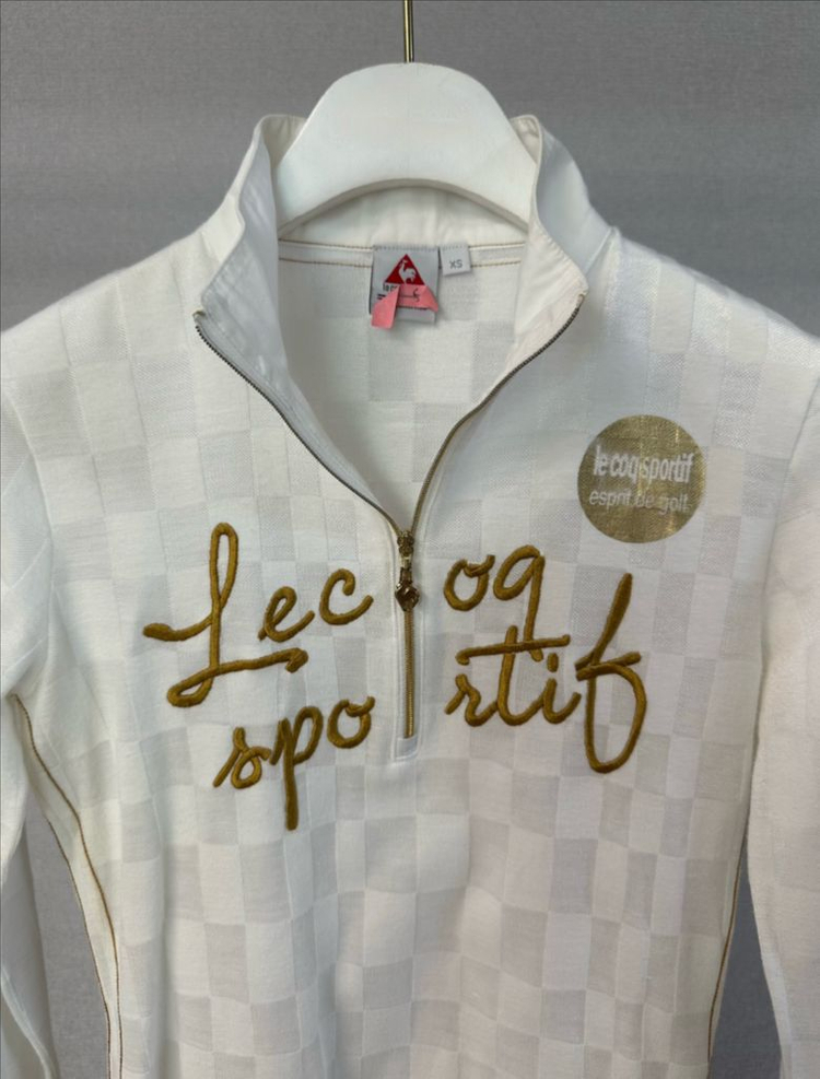 르꼬끄 골프 골드배색 반집업 긴팔 니트탑 (화이트,XS) 이미지